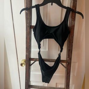 SHEIN Black Cut-Out One Piece Bathing Suit